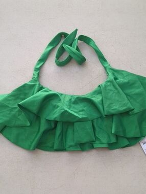 Nicolita Emerald Green Ruffle Halter Bikini Top